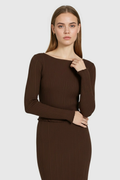 Women's Dark Brown Knit Skirt Suit