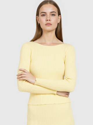 Women's Yellow Knit Skirt Suit