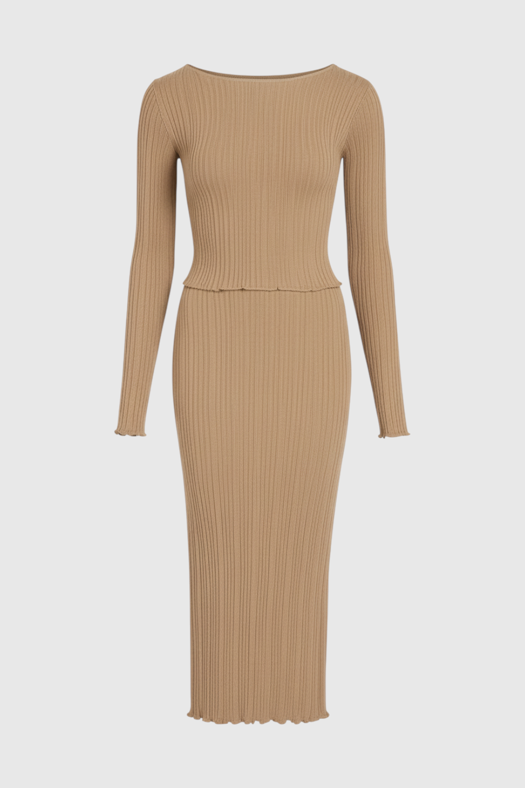 Women's Set : Women's Khaki Knit Skirt Suit in Khaki One Size van Vanda Liamo