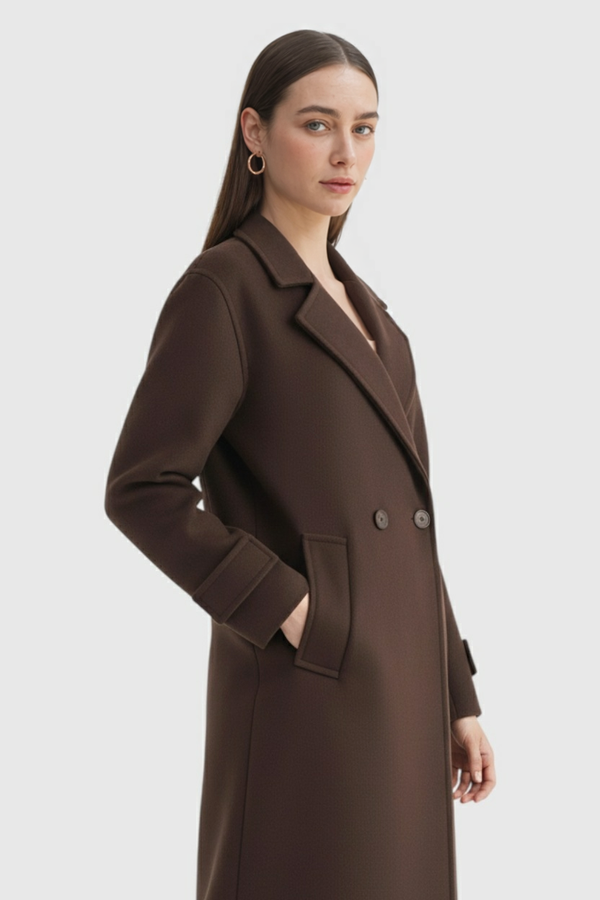 Women's Long Brown Hooded Puffer Winter Coat - Warm & Stylish Outerwear
