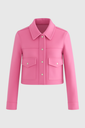 Jacket : Women's Long Sleeve Jacket - Lightweight & Stylish Outerwear in Pink van Vanda Liamo