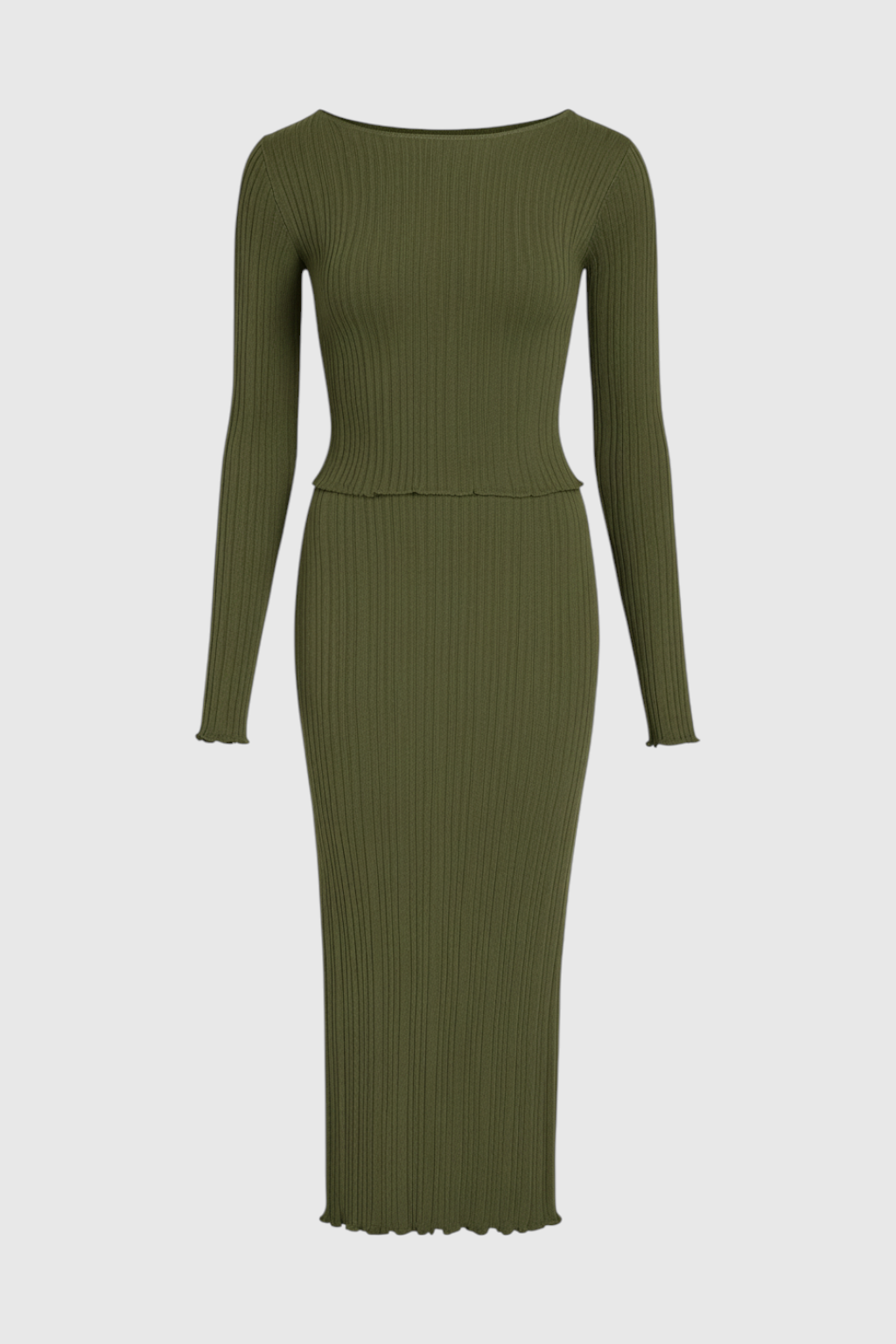 Women's Set : Women's Army Green Knit Skirt Suit in Army Green One Size van Vanda Liamo