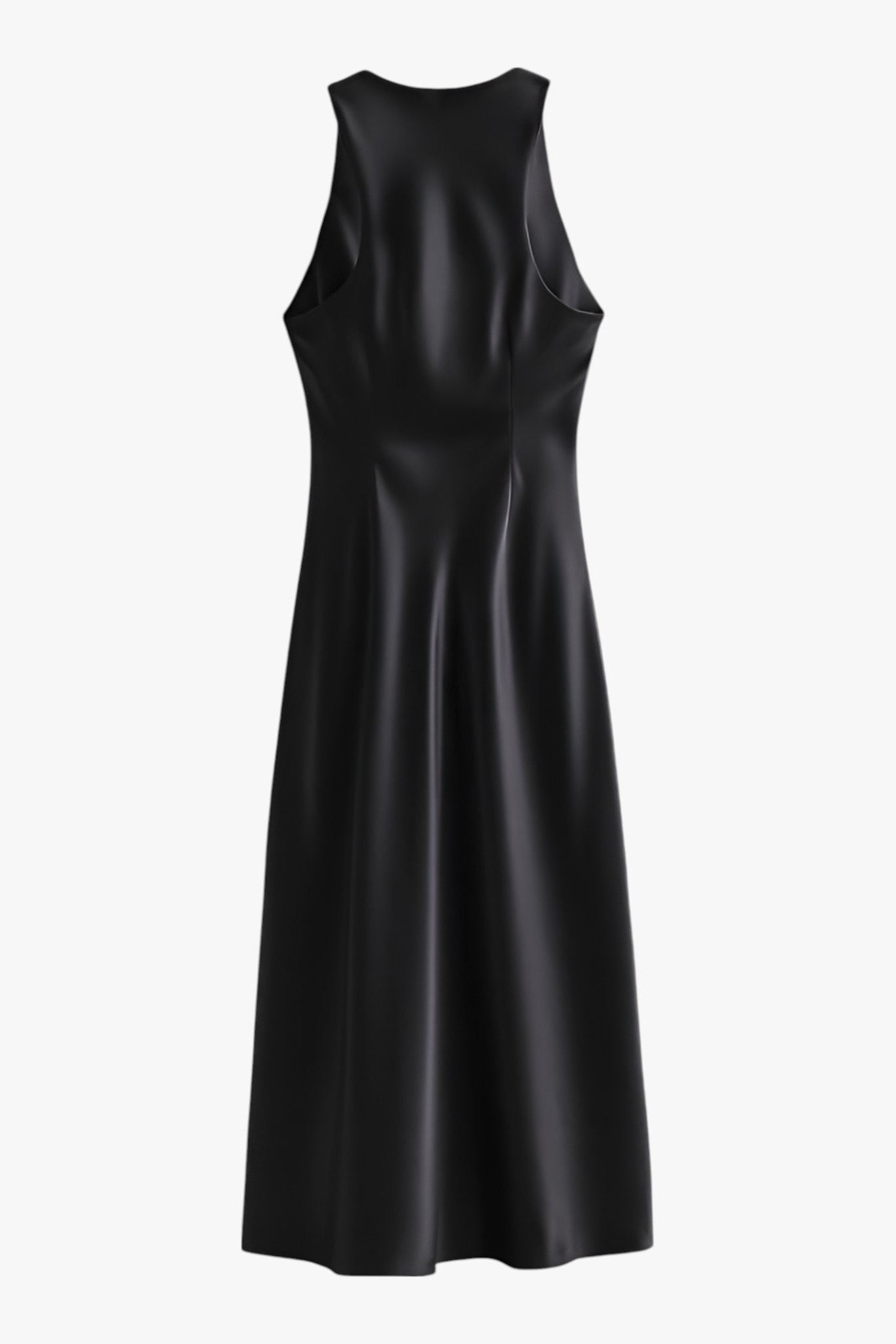 Dresses : Women's Black Summer Dress - Black Satin Summer Dress in van Vanda Liamo