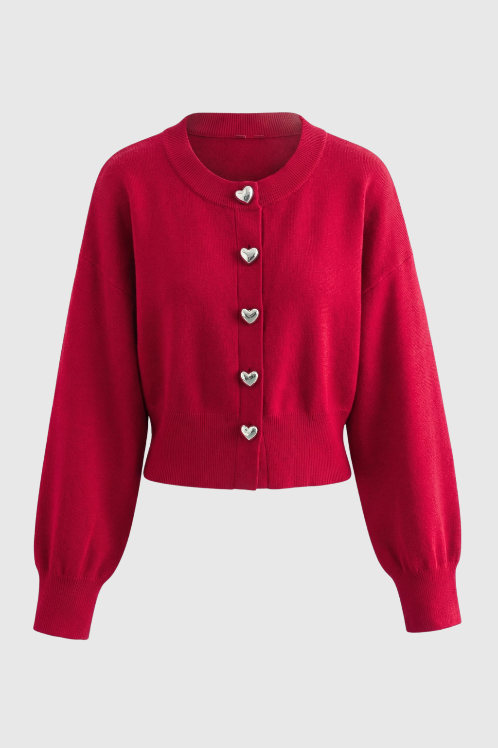 Cardigan : Women's Knit Cropped Cardigan Sweater - Soft & Stylish Button-Front Cardigan in Red van Vanda Liamo