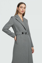 Women's Gray Mid-Length Winter Coat