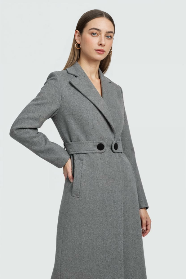 Women's Gray Mid-Length Winter Coat