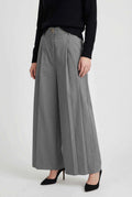 Women's Gray High-Waisted Palazzo Pants - Flowy Wide Leg Casual Trousers