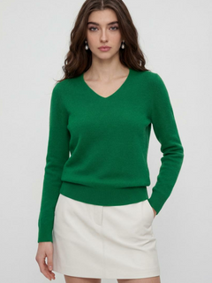 Women's Green V-Neck Sweater