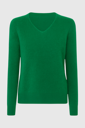 Sweater : Women's Green V-Neck Sweater in Green van Vanda Liamo