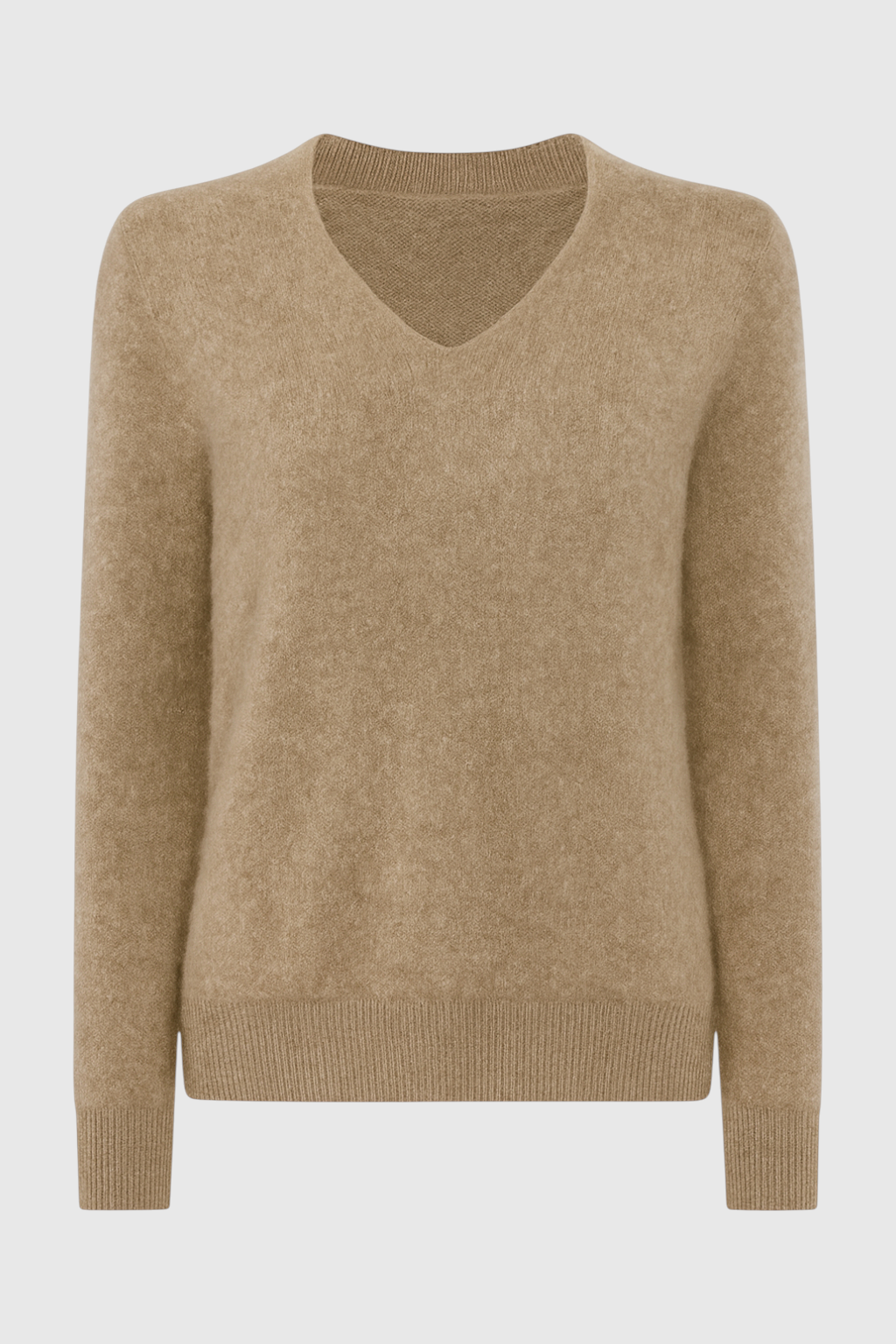 Sweater : Women's Khaki V-Neck Sweater in Khaki van Vanda Liamo