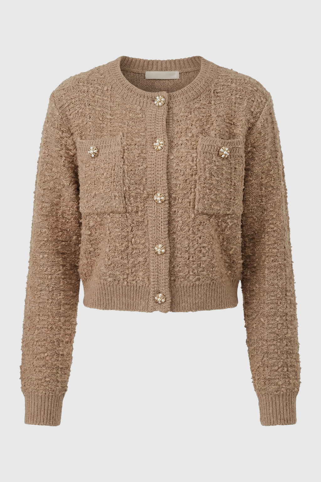 Cardigan : Women's Khaki Knit Cardigan in Khaki One Size van Vanda Liamo