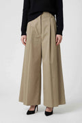 Women's Khaki Wide-Leg Palazzo Pants - Flowy & Comfortable
