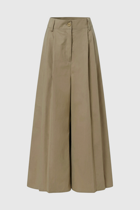 Pants : Women's Khaki Wide-Leg Palazzo Pants - Flowy & Comfortable in Khaki van Vanda Liamo