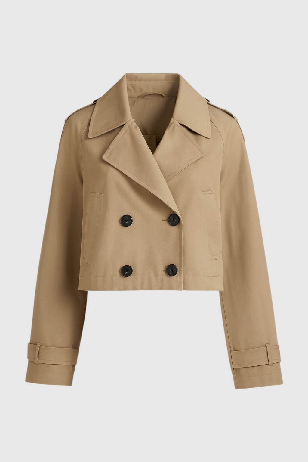 Jacket : Women's Khaki Cropped Windbreaker Jacket - Lightweight & Stylish in Khaki van Vanda Liamo