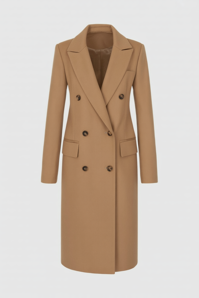 Coat : Women's Long Khaki Winter Coat in Khaki van Vanda Liamo