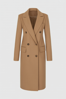 Coat : Women's Long Khaki Winter Coat in Khaki van Vanda Liamo
