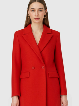 Women's Long Red Puffer Winter Coat - Warm & Stylish Outerwear