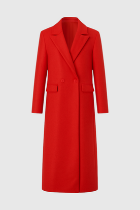 Coat : Women's Long Red Winter Coat - Warm & Stylish Outerwear in Red van Vanda Liamo