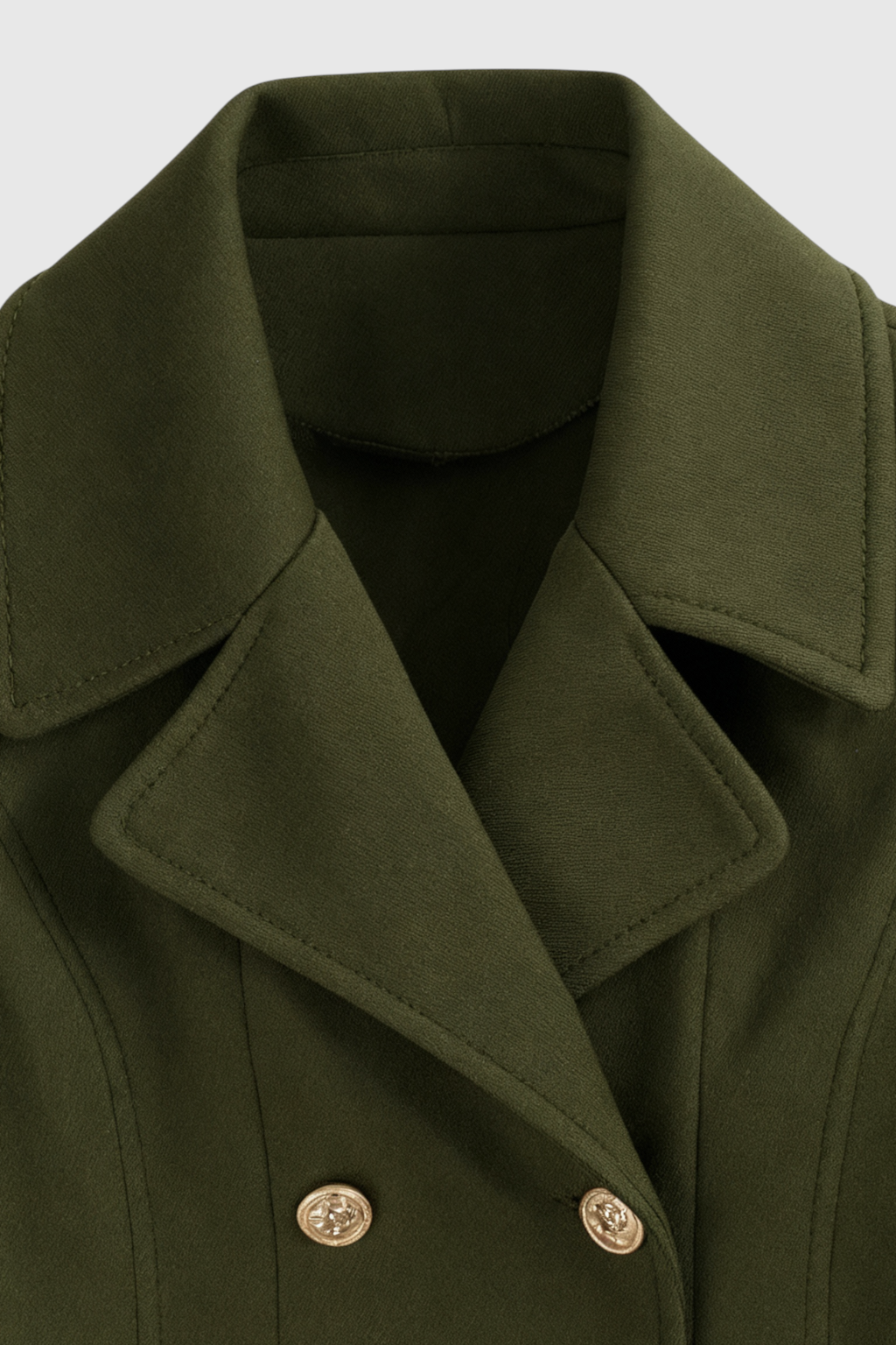 Coat : Women's Army Green Double-Breasted Trench Coat with Belt, Warm Lining & Pockets in van Vanda Liamo