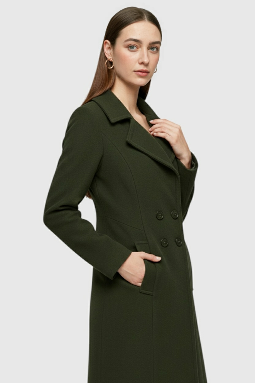 Coat : Women's Army Green Trench Coat in van Vanda Liamo