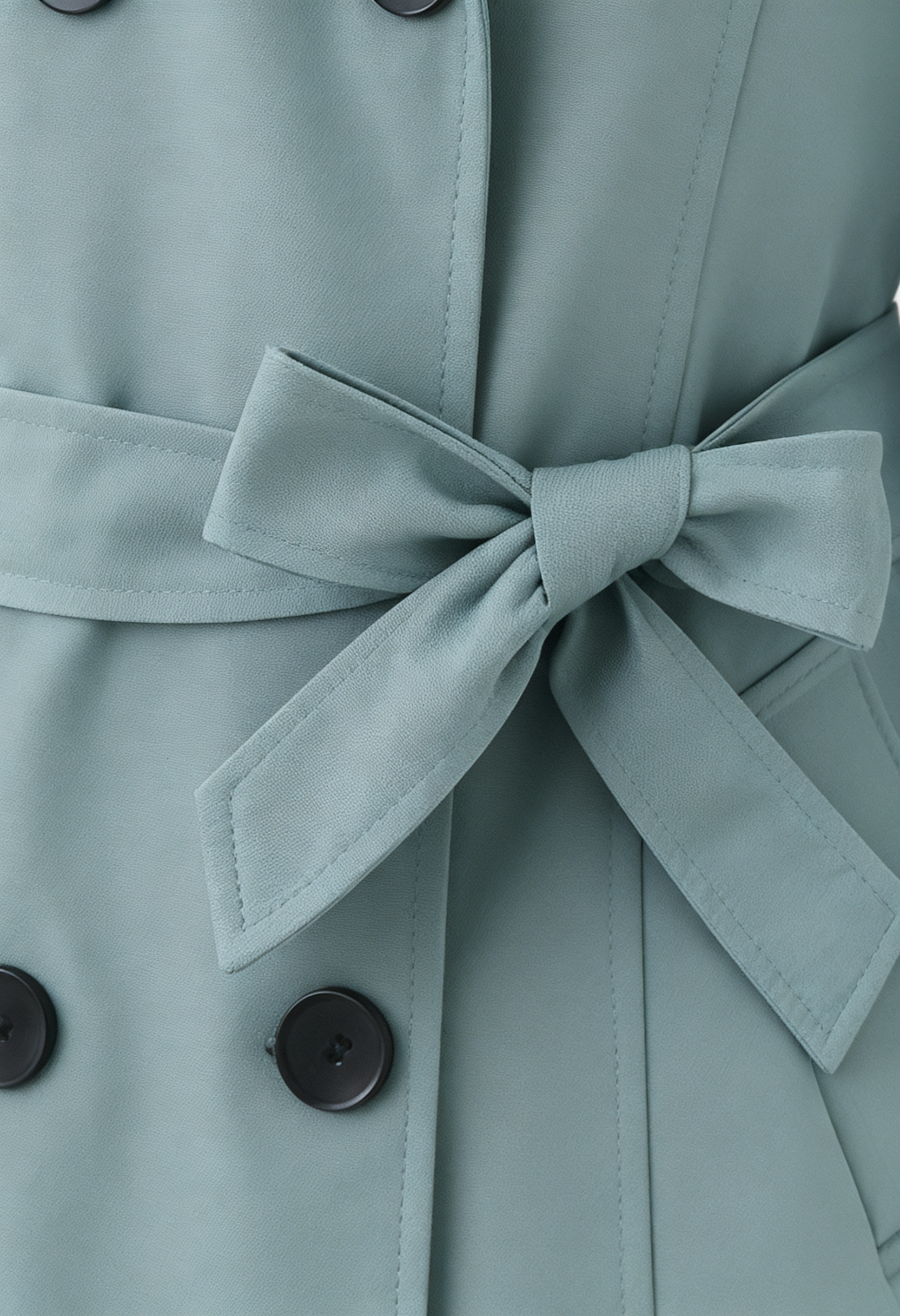 Coat : Women's Light Green Belted Trench Coat - Classic Mid-Length Spring Outerwear in van Vanda Liamo