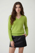 Women's Light Green V-Neck Sweater