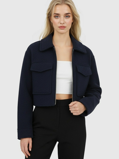 Women's Navy Zip-Up Jacket