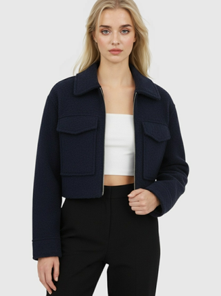 Women's Navy Zip-Up Jacket