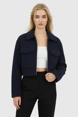 Chaqueta azul marino para mujer con cremallera