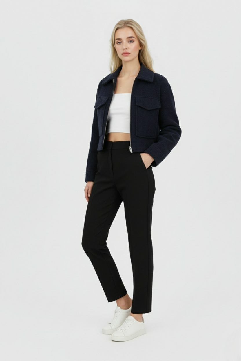Jacket : Women's Navy Zip-Up Jacket in van Vanda Liamo