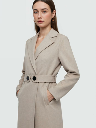 Women's Mid-Length Beige Coat