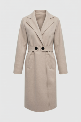 Coat : Women's Mid-Length Beige Coat in Beige van Vanda Liamo