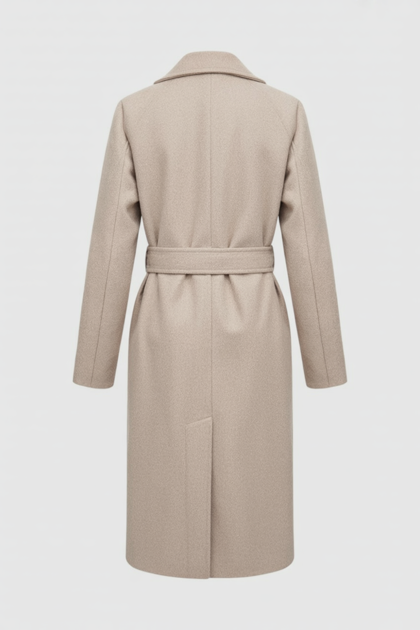 Coat : Women's Mid-Length Beige Coat in van Vanda Liamo