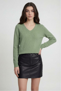 Women's Olive Green V-Neck Sweater