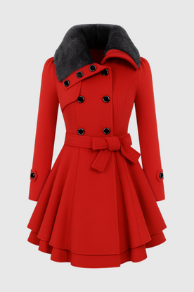 Coat : Women's Red Wool Blend Winter Coat - Warm & Stylish, Sizes S-XL in Red van Vanda Liamo