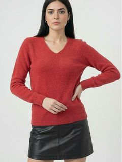 Women's Red V-Neck Sweater