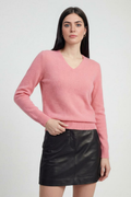 Women's Pink V-Neck Sweater