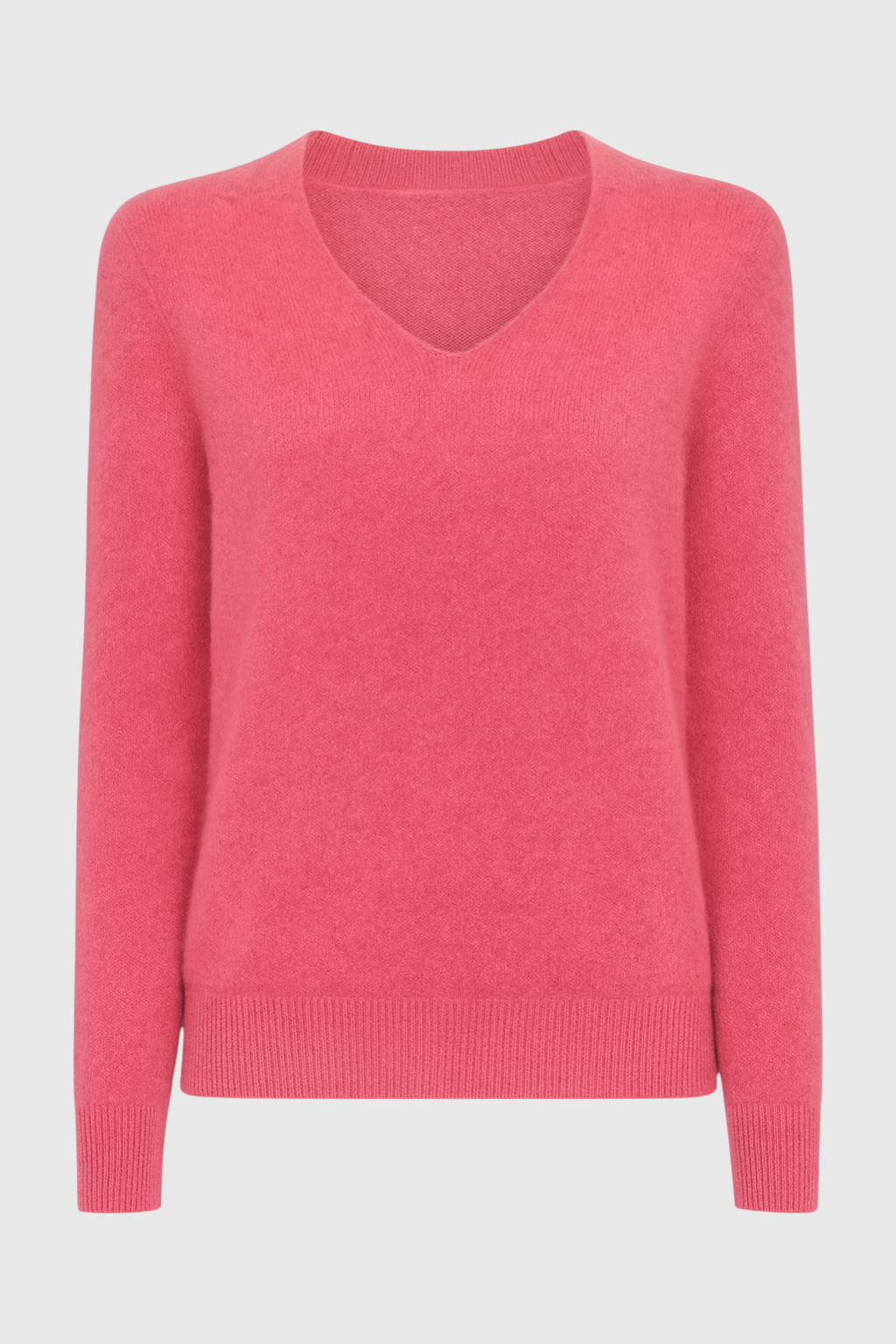 Sweater : Women's Pink Red V-Neck Sweater in Roze Rood van Vanda Liamo