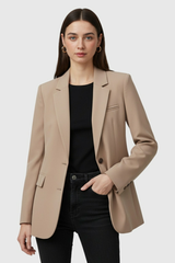 Women's Slim Fit Khaki Blazer Jacket - Lightweight & Stylish for Business Casual