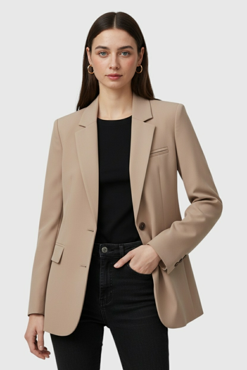 Coat : Women's Slim Fit Khaki Blazer Jacket - Lightweight & Stylish for Business Casual in van Vanda Liamo