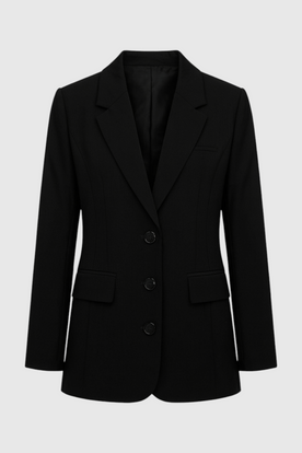 Coat : Women's Slim Fit Black Blazer Jacket - Professional & Stylish in Black van Vanda Liamo