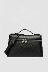Bolso cruzado pequeño de cuero negro para mujer con correa ajustable