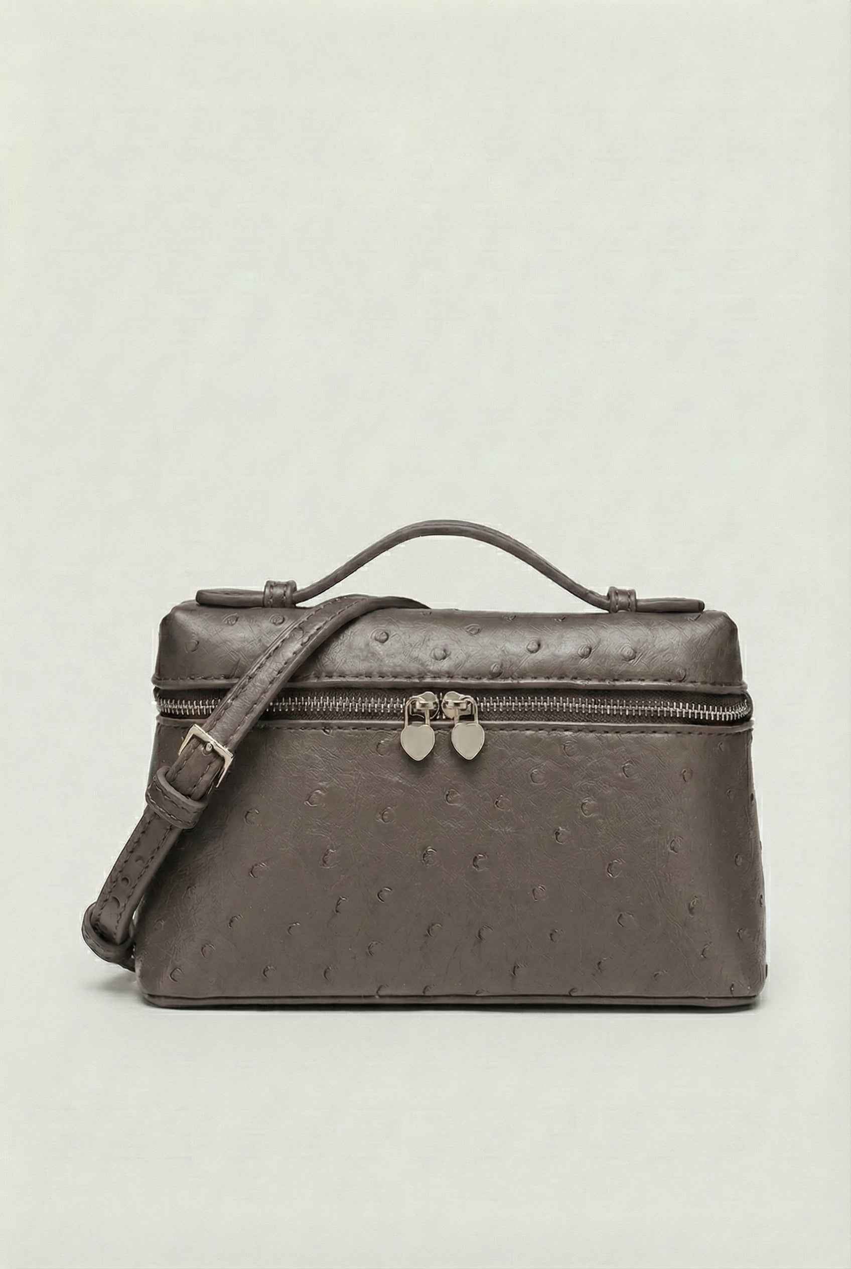 Handbags : Women's Leather Crossbody Bag - Small, Adjustable Strap, Everyday Carry in Grey Regular van Vanda Liamo