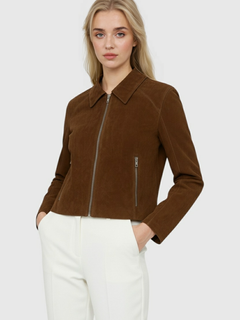 Jacket for Women - Vintage Style Short Denim Jacket with Pockets