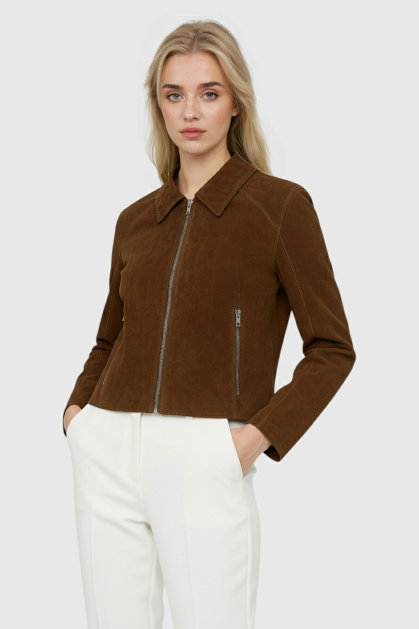 Jacket : Jacket for Women - Vintage Style Short Denim Jacket with Pockets in van Vanda Liamo