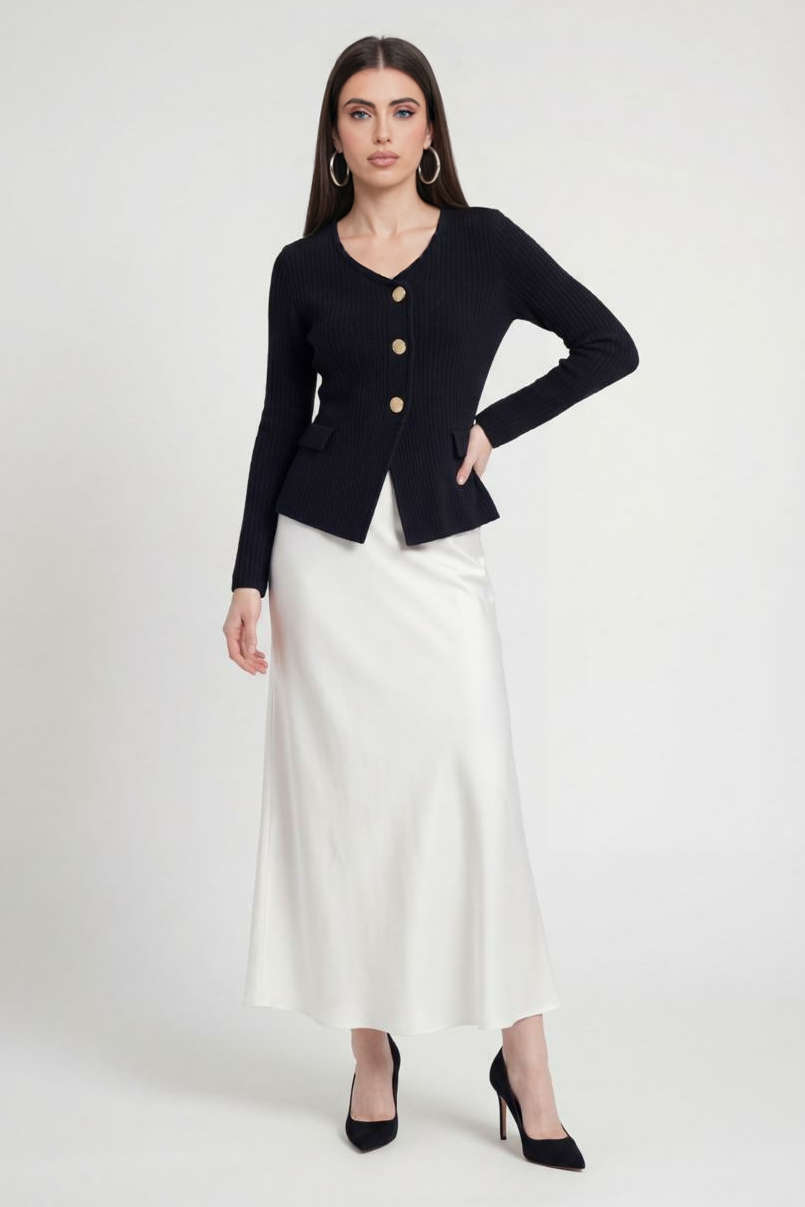 Cardigan : Women's Black Knit Cardigan Sweater - Warm & Cozy Open Front Cardigan in van Vanda Liamo