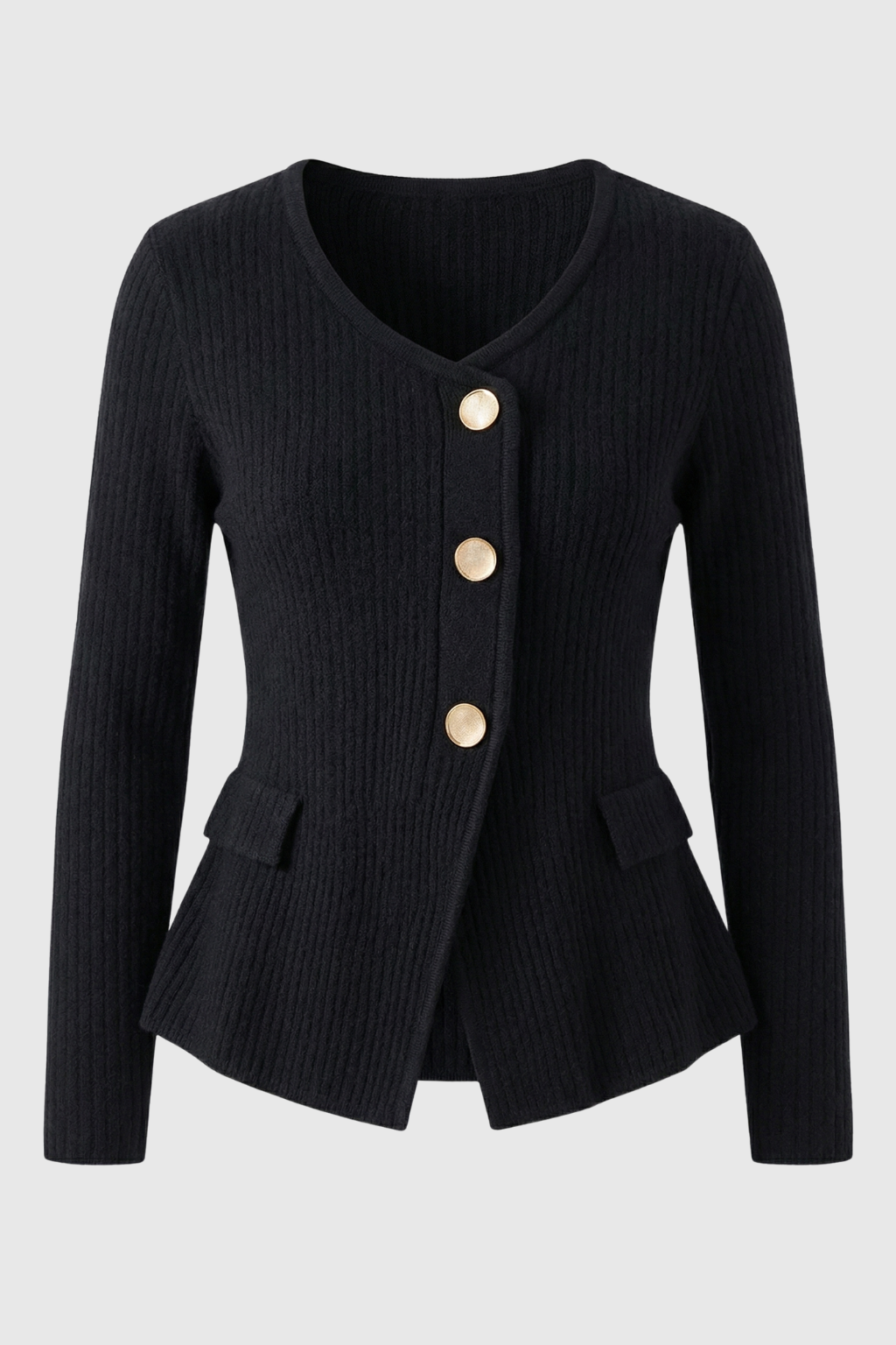 Cardigan : Women's Black Knit Cardigan Sweater - Warm & Cozy Open Front Cardigan in Black van Vanda Liamo