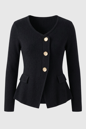 Cardigan : Women's Black Knit Cardigan Sweater - Warm & Cozy Open Front Cardigan in Black van Vanda Liamo