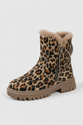 Damen Warme Leoparden Knöchelstiefel mit Rutschfester Sohle
