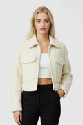 Women's White Zip-Up Jacket